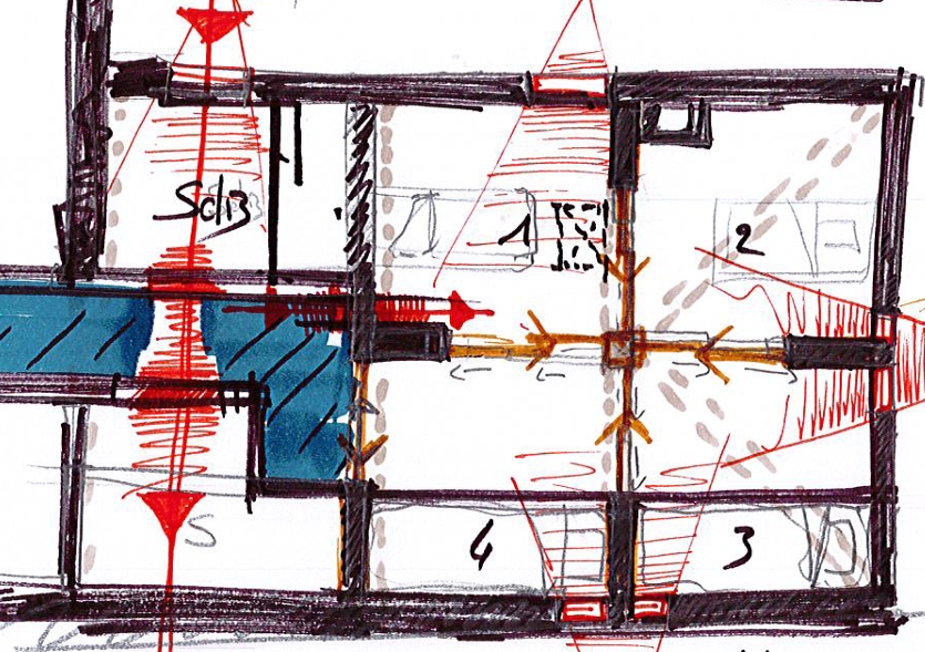 Croquis esquisse , combles, Ennezat (63), par Cot A Cot Architecture d'intérieur.