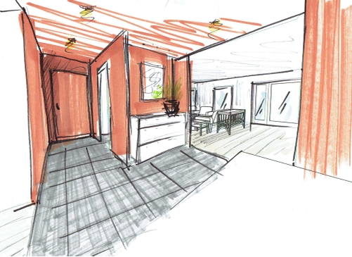 Croquis d'implantation, Châtelguyon (63), par Cot A Cot Architecture d'intérieur.